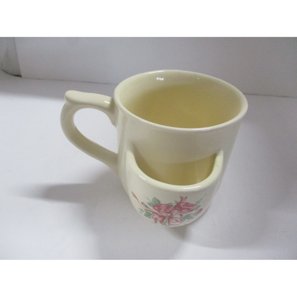 1988 CBK Floral Teacup with Holder for Teabags, Crackers, Etc